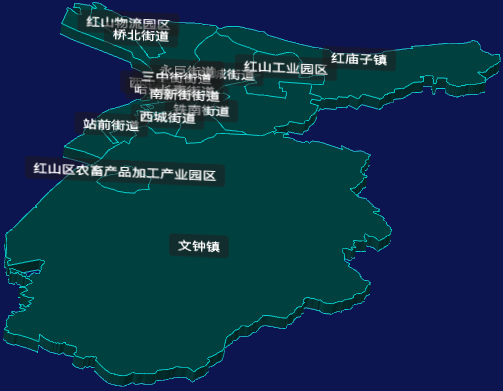 threejs赤峰市红山区geoJson地图3d地图CSS3D标签