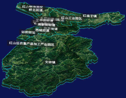 threejs赤峰市红山区geoJson地图3d地图自定义贴图加CSS3D标签