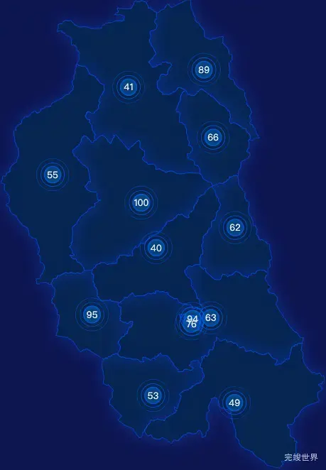 echarts赤峰市巴林左旗geoJson地图圆形波纹状气泡图