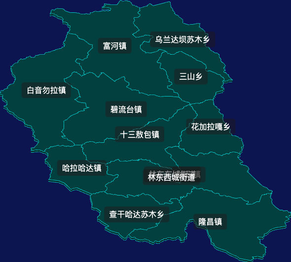 threejs赤峰市巴林左旗geoJson地图3d地图css2d标签