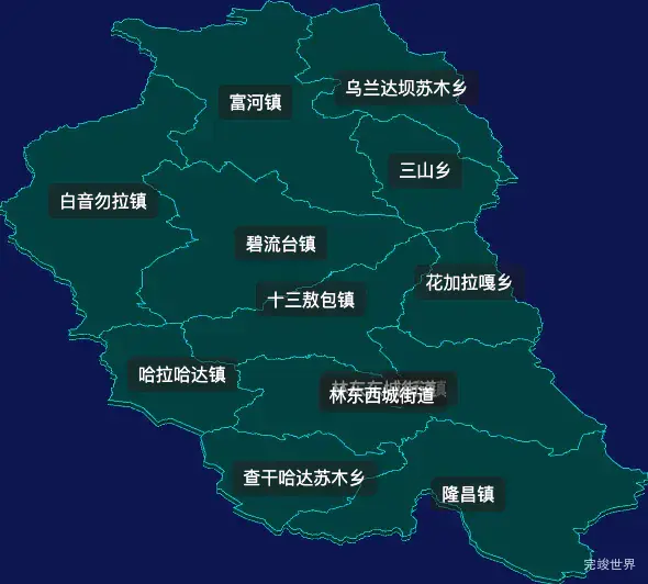 threejs赤峰市巴林左旗geoJson地图3d地图css2d标签