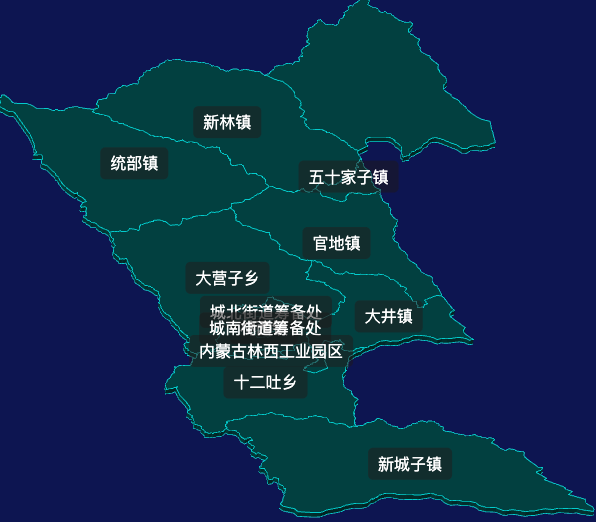 threejs赤峰市林西县geoJson地图3d地图自定义贴图加CSS2D标签
