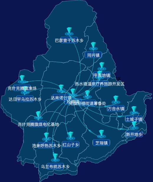 echarts赤峰市克什克腾旗geoJson地图label样式自定义