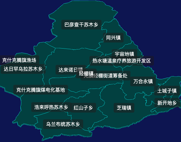threejs赤峰市克什克腾旗geoJson地图3d地图css2d标签
