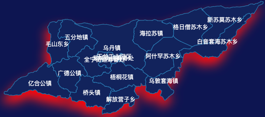 echarts赤峰市翁牛特旗geoJson地图阴影