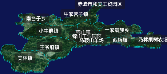 threejs赤峰市喀喇沁旗geoJson地图3d地图CSS2D外加旋转棱锥
