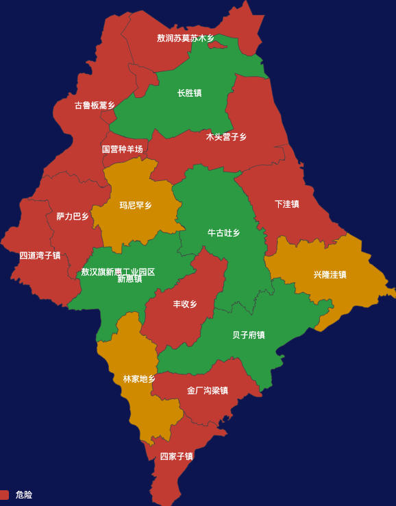 echarts赤峰市敖汉旗geoJson地图定义颜色