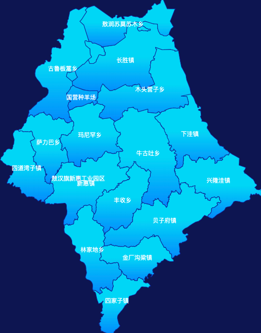 echarts赤峰市敖汉旗geoJson地图局部颜色渐变