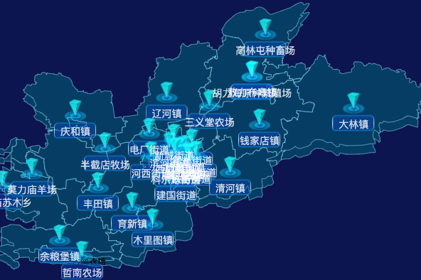 echarts通辽市科尔沁区geoJson地图点击跳转到指定页面