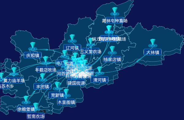 echarts通辽市科尔沁区geoJson地图label自定义样式
