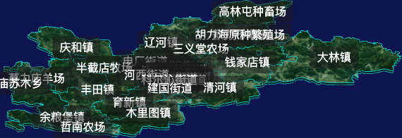 threejs通辽市科尔沁区geoJson地图3d地图自定义贴图加CSS2D标签