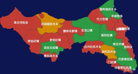 echarts通辽市科尔沁左翼中旗geoJson地图定义颜色