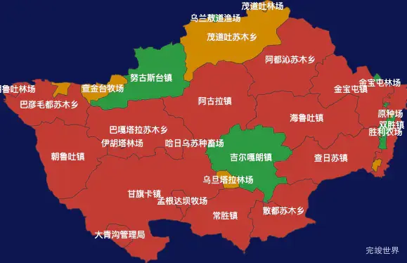 echarts通辽市科尔沁左翼后旗geoJson地图定义颜色