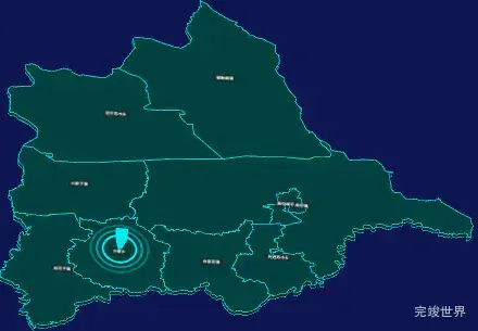 threejs通辽市库伦旗geoJson地图3d地图添加旋转棱锥