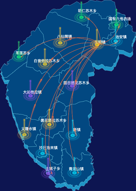 echarts通辽市奈曼旗geoJson地图迁徙图
