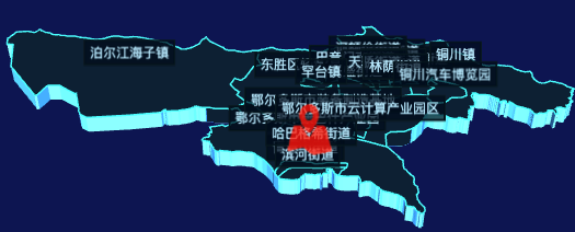 echarts鄂尔多斯市东胜区geoJson地图3d地图自定义图标