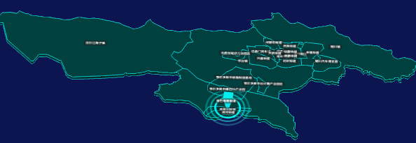threejs鄂尔多斯市东胜区geoJson地图3d地图添加旋转棱锥