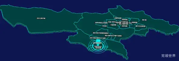 threejs鄂尔多斯市东胜区geoJson地图3d地图添加旋转棱锥