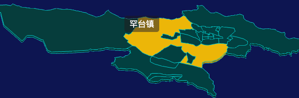 threejs鄂尔多斯市东胜区geoJson地图3d地图鼠标移入显示标签并高亮