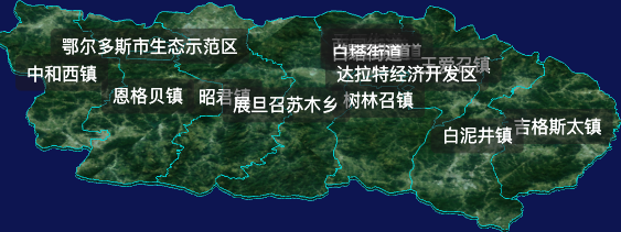 threejs鄂尔多斯市达拉特旗geoJson地图3d地图自定义贴图加CSS2D标签