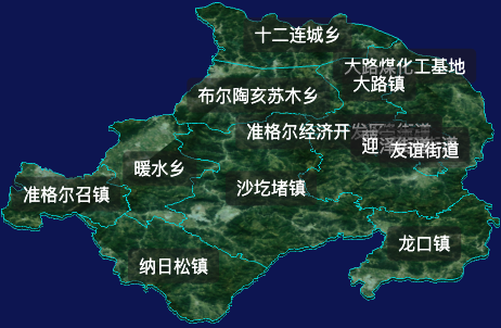 threejs鄂尔多斯市准格尔旗geoJson地图3d地图自定义贴图加CSS2D标签