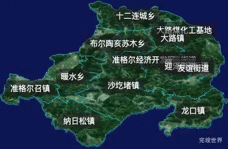 threejs鄂尔多斯市准格尔旗geoJson地图3d地图自定义贴图加CSS2D标签