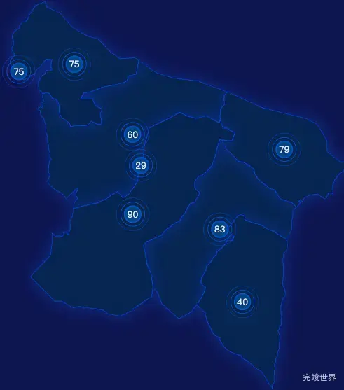 echarts鄂尔多斯市鄂托克旗geoJson地图圆形波纹状气泡图