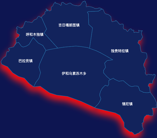 echarts鄂尔多斯市杭锦旗geoJson地图阴影