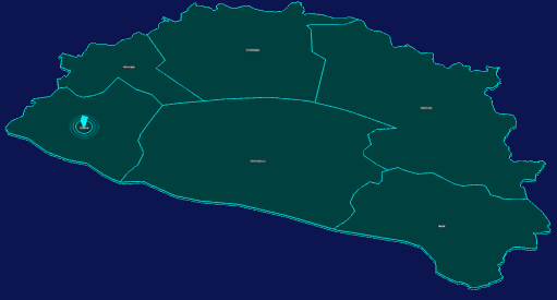 threejs鄂尔多斯市杭锦旗geoJson地图3d地图CSS2D外加旋转棱锥