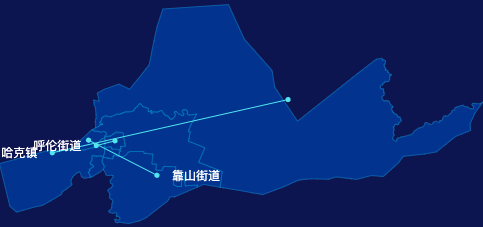 echarts呼伦贝尔市海拉尔区geoJson地图自定义引导线