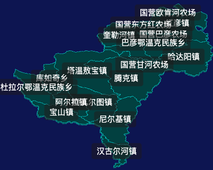 threejs呼伦贝尔市莫力达瓦达斡尔族自治旗geoJson地图3d地图css2d标签