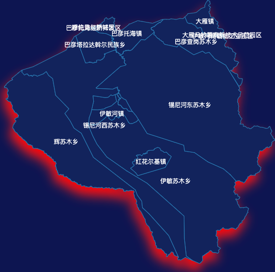 echarts呼伦贝尔市鄂温克族自治旗geoJson地图阴影