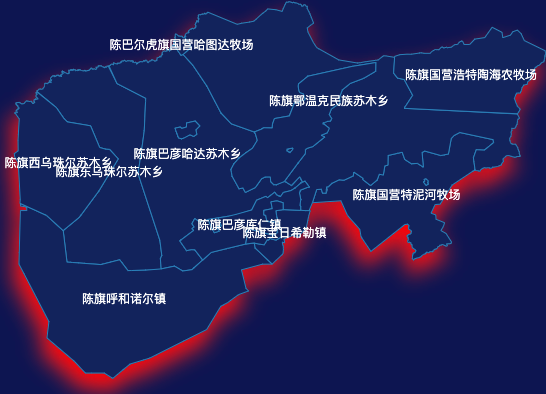 echarts呼伦贝尔市陈巴尔虎旗geoJson地图阴影