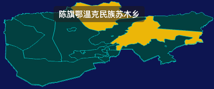 threejs呼伦贝尔市陈巴尔虎旗geoJson地图3d地图鼠标移入显示标签并高亮