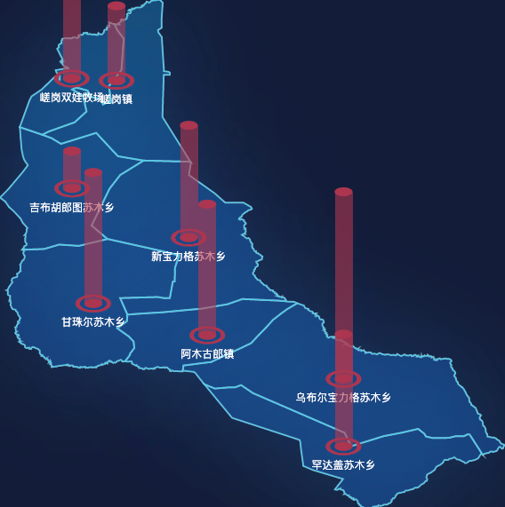 echarts呼伦贝尔市新巴尔虎左旗geoJson地图添加柱状图