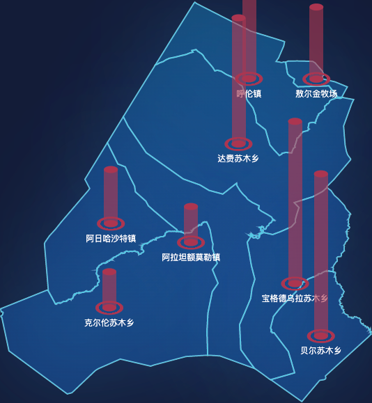 echarts呼伦贝尔市新巴尔虎右旗geoJson地图添加柱状图