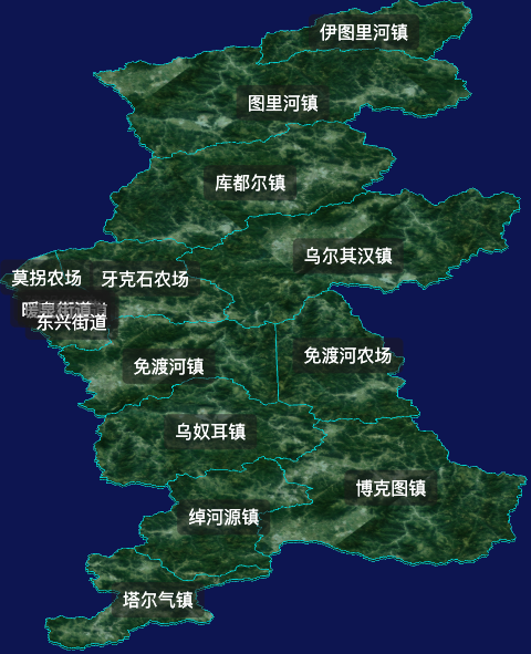 threejs呼伦贝尔市牙克石市geoJson地图3d地图自定义贴图加CSS2D标签