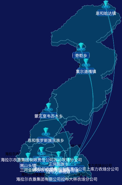 echarts呼伦贝尔市额尔古纳市geoJson地图自定义label样式