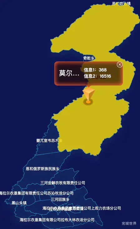 echarts呼伦贝尔市额尔古纳市geoJson地图点击弹出自定义弹窗