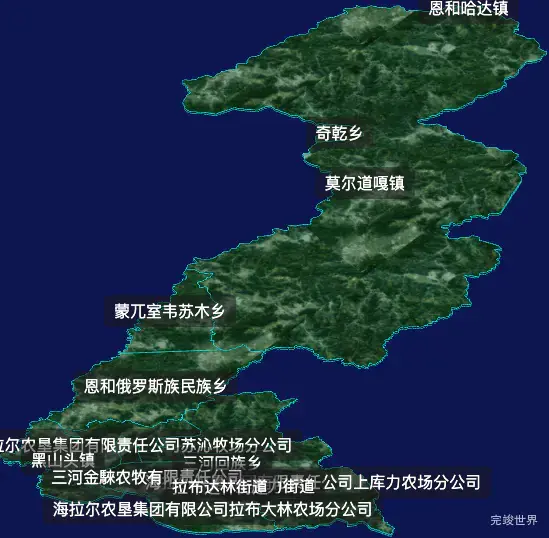 threejs呼伦贝尔市额尔古纳市geoJson地图3d地图自定义贴图加CSS2D标签