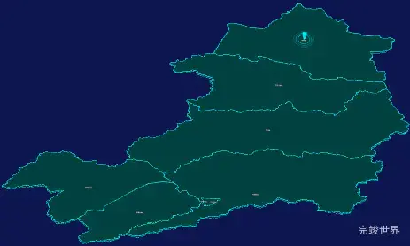 threejs呼伦贝尔市根河市geoJson地图3d地图添加旋转棱锥