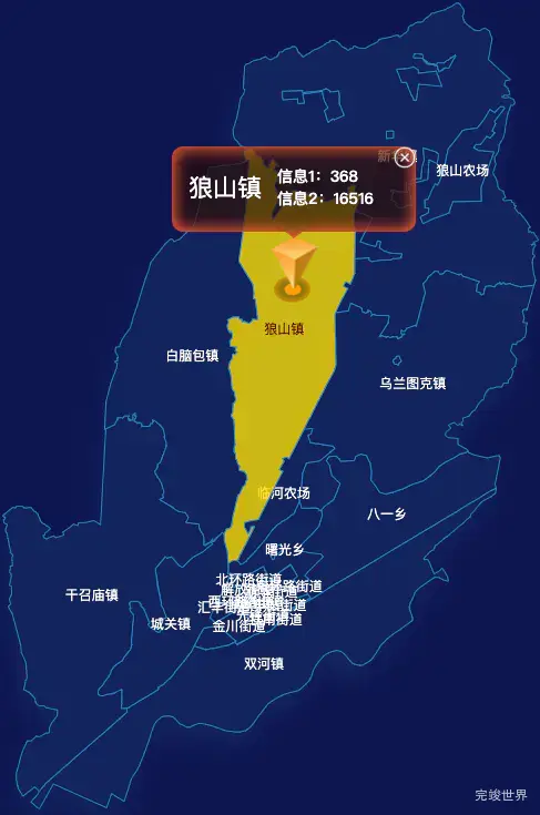 echarts巴彦淖尔市临河区geoJson地图点击弹出自定义弹窗