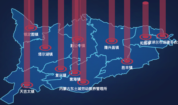 echarts巴彦淖尔市五原县geoJson地图添加柱状图