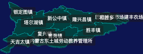 threejs巴彦淖尔市五原县geoJson地图3d地图css2d标签