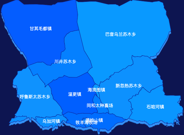 echarts巴彦淖尔市乌拉特中旗geoJson地图 visualMap控制地图颜色