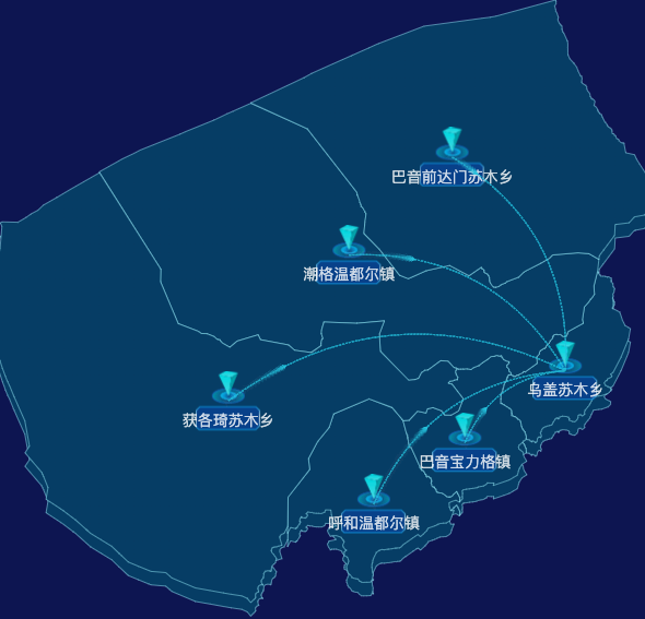 echarts巴彦淖尔市乌拉特后旗geoJson地图label样式自定义