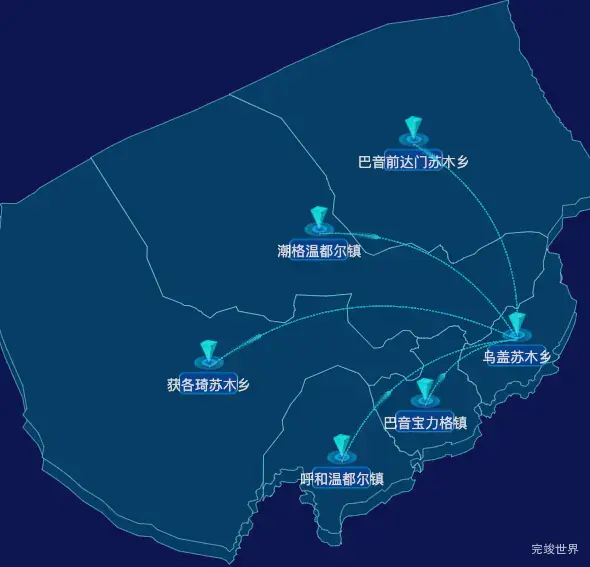 echarts巴彦淖尔市乌拉特后旗geoJson地图label样式自定义