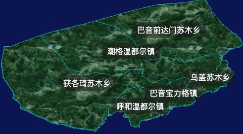 threejs巴彦淖尔市乌拉特后旗geoJson地图3d地图自定义贴图加CSS2D标签