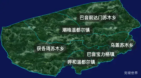 threejs巴彦淖尔市乌拉特后旗geoJson地图3d地图自定义贴图加CSS2D标签