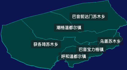 threejs巴彦淖尔市乌拉特后旗geoJson地图3d地图css2d标签
